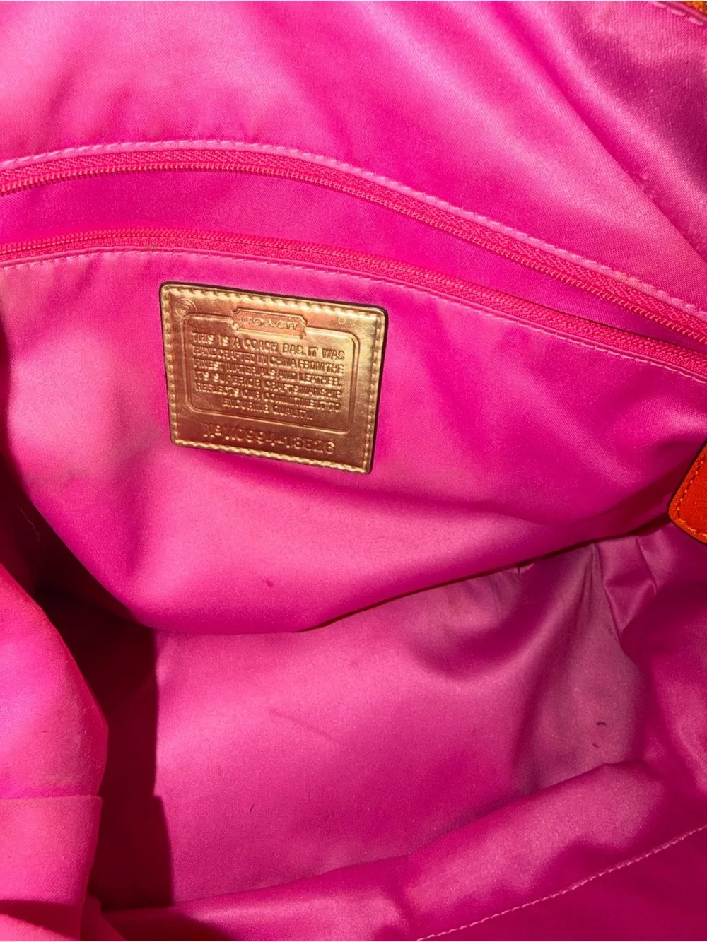 Coach Orange and Pink Poppy Collection Tote